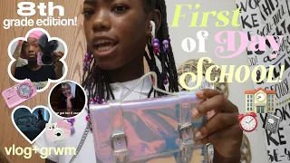 GRWM: FIRST DAY OF SCHOOL!! *8th grade edition* 🥯📓👧🏽