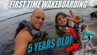 First Time Wakeboarding at 5 Years Old!