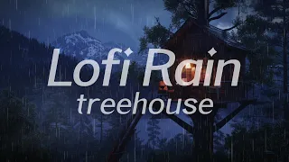 Forest Treehouse in Rain 🌧️ Lofi HipHop / Ambient 🎧 Lofi Rain [Beats To Relax / Piano x Drums]