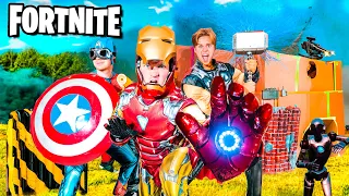 Real Life FORTNITE Iron Man BOX FORT VS GALACTUS! AVENGERS Fortnite Nerf