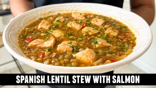 Classic Spanish Lentils with Salmon | QUICK & EASY Hearty Stew Recipe