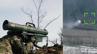 The launch of a missile from the "MILAN" ATGM at the Russians. Ukraine Russian war