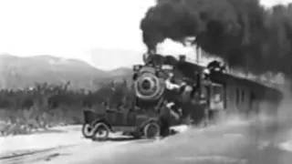 Keystone Cops Car Train Chase Silent Movie 1922