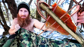 Lost Ice Fisherman Solo Survival Challenge (NO Food, NO Water, NO Shelter!) | Line, Hooks, Blanket