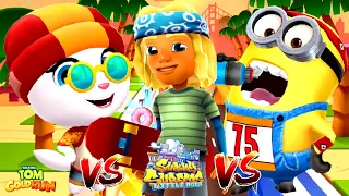 Talking Tom Gold Run: Скейтер Анжела VS Dylan из Subway Surfers VS Jogger из Minion Rush