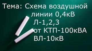 Схема воздушной линии (ВЛ) 0,4кВ от Комплектной Трансформаторной Подстанции КТП 100 кВА ВЛ 10кВ