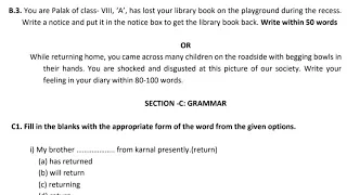 Holiday Homework Sub-English 1st week Class-8 Ques. No.B3, Or Summer Vacation2024-25