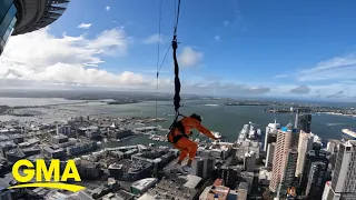 Robin Roberts makes 'once-in-a-lifetime' jump from New Zealand Sky Tower | GMA