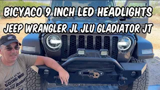 BICYACO 9 Inch LED Headlights Jeep Wrangler JL JLU Gladiator JT Install