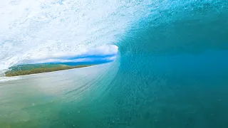 SURFING POV - RIGHT SWELL PROVIDES GOOD TUBES