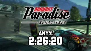 [WR] Burnout Paradise Remastered (PC) - any% (No DLC) speedrun in 2:26:20