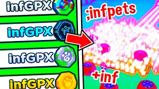 Equipping MAX Crazy INFINITE STATS ADMIN PET in Pet Simulator X Pet Simulator Z