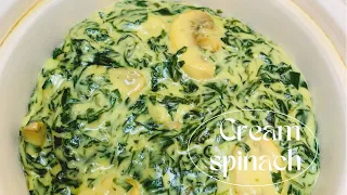 Simple Delicious Cream Spinach with Mushrooms| Making Cream Spinach without Using Cream| SA YouTuber