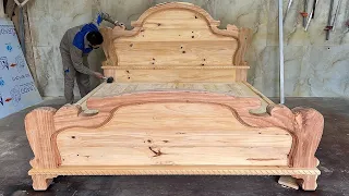 Design & Build Luxury & Unique Neoclassical Bed // Simple But Wonderful Woodworking From Round Wood