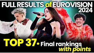 TOP 37 - Final Rankings of Eurovision 2024 - Full Results with Points