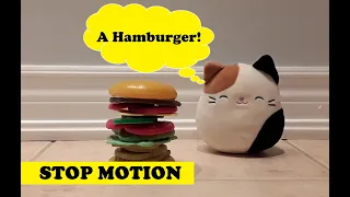 We LOVE Squishmallows | Kitty Stop Motion Animation - A Hamburger!