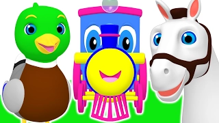 Kids Animal Train | Learn Counting Numbers & Sing Colors Songs for Children | Teach ABCs & 123s