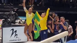 Rebeca Andrade & Flavia Saraiva 🇧🇷 celebrate their floor silver & bronze - World Championships 2023