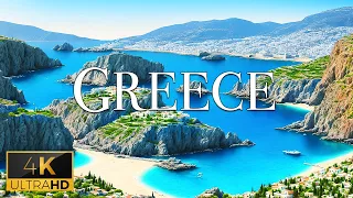 FLYING OVER GREECE (4K Video UHD) - Soothing Music With Stunning Beautiful Nature For Relaxation