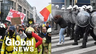 Belgian police clash with COVID-19 protesters in Brussels