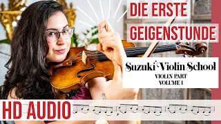 DIE 1. GEIGENSTUNDE | Geige lernen mit Suzuki Geigenschule Buch 1