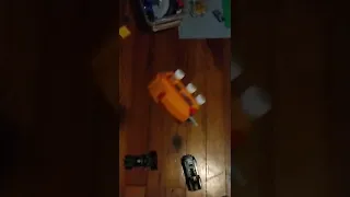 lego set falling and breaking in slow motion.