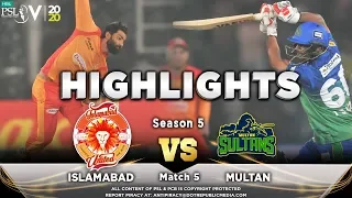 Islamabad United vs Multan Sultans | Full Match Highlights | Match 5 | 22 Feb | HBL PSL 2020