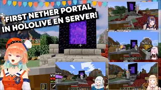 Everyone's reaction when opening their first Nether Portal【Hololive-EN Minecraft】【ALL POVs】