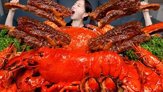 [Mukbang ASMR] Giant Beef Ribs ✨ Seafood Flex Lobster Octopus Seafood Boil Noodles Recipe Ssoyoung