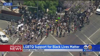 Protest Led By LGBTQ Support For Black Lives Matter Underway In West Hollywood
