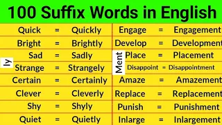 100 Suffix Words | Suffix Words in English | vocabulary | Spoken English