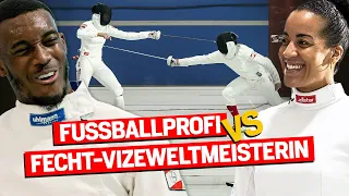 Fencing as a footballer 🫣🤺😅 - Alexandra Ndolo 🆚 Callum Hudson-Odoi | BayerSportsFamily-Duell