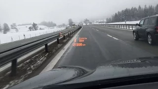 2010 BMW X6 xDrive40d 200 KM/H Snow Run on German Autobahn Head-Up View