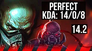 URGOT vs SION (TOP) | 14/0/8, Legendary, 6 solo kills | KR Diamond | 14.2