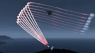 F-22 Raptor in Action vs Air Defense System C-RAM - Phalanx CIWS - Simulation