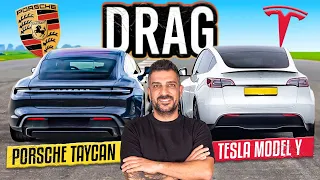 Tesla Model Y Performance VS Porsche Taycan 4S Performance+ | Drag Yarışı!