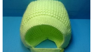 Вязание спицами детская шапочка-чепчик#146