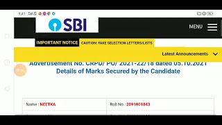 My SBI PO mains scorecard 2021#sbi po mains result