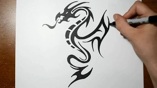 How to Draw a Tribal Dragon Tattoo Design - Sketch 5