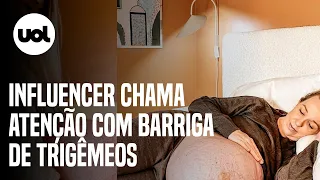 Influencer chama atenção na web com barriga de trigêmeos