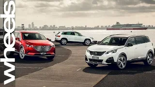 Mazda CX-9 v Skoda Kodiaq v Peugeot 5008 comparison review | Wheels Australia