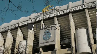 Real Madrid logo on Santiago Bernabeu Stadium, Spain