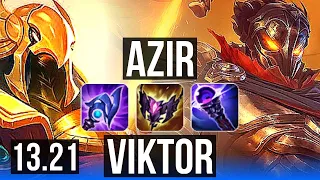 AZIR vs VIKTOR (MID) | 8/1/3, 1400+ games, 1.6M mastery, Godlike | KR Diamond | 13.21