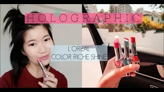 NEW 2018 L'OREAL COLOR RICHE SHINE HOLOGRAPHIC LIPSTICKS ♤ Swatches | Singapore