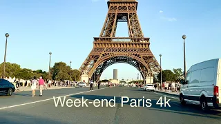 Paris drive 4k - Sunny weekend - Tour Eiffel