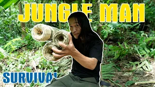 JUNGLE MAN | 6 MONTHS SURVIVAL | JUNGLE MAN MADE A BASKET & WENT FISHING | EP 17