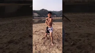 The reincarnation of Bruce Lee, the Chinese boy played with the nunchuck