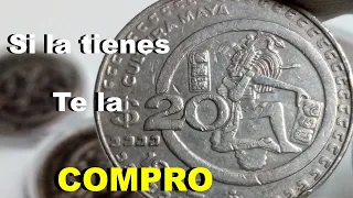 20 pesos Cultura Maya 1980-1984   ¡¡ Si tienes la monedas más Dicifil  TE LA COMPRO !!