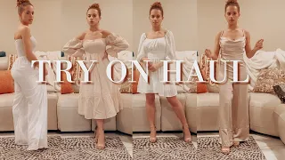 wedding series | bridal shower + rehearsal dinner outfit try on haul