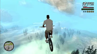 GTA San Andreas - CJ throws himself from the top of mountain riding bicycle to escape from police